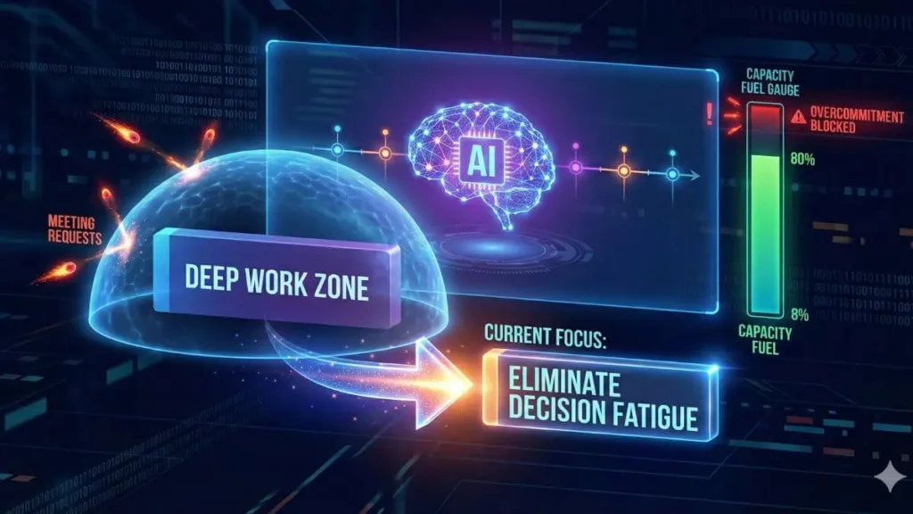 AI time blocking system protecting deep work by blocking interruptions and reducing decision fatigue